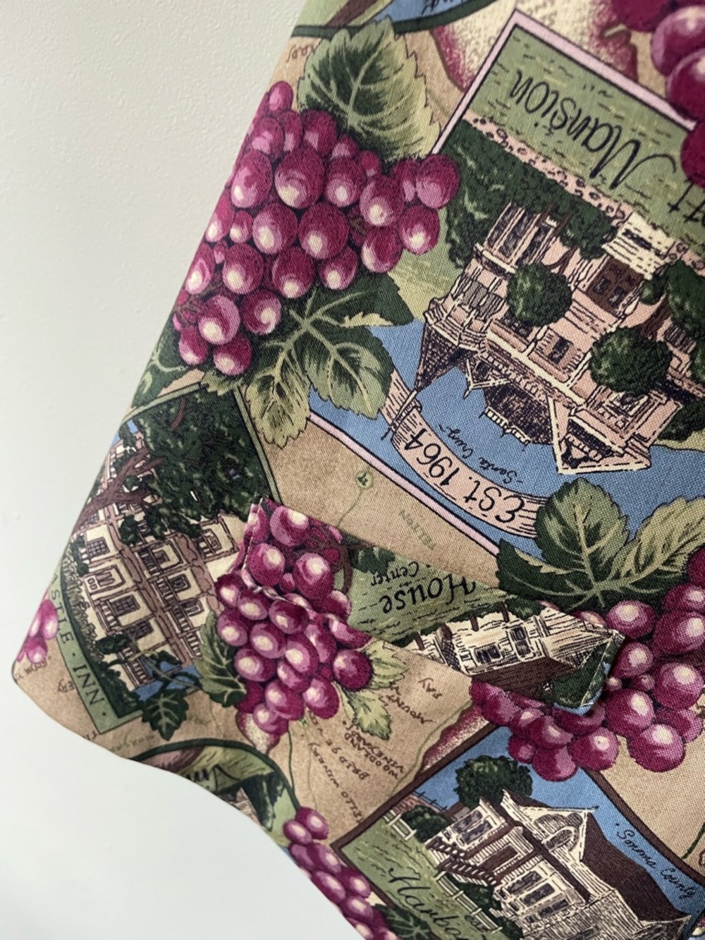 90s Vintage Dem Crazy Grape Print Vest Waistcoat Fruit Vineyard Wine Orchard - Picture 5 of 6